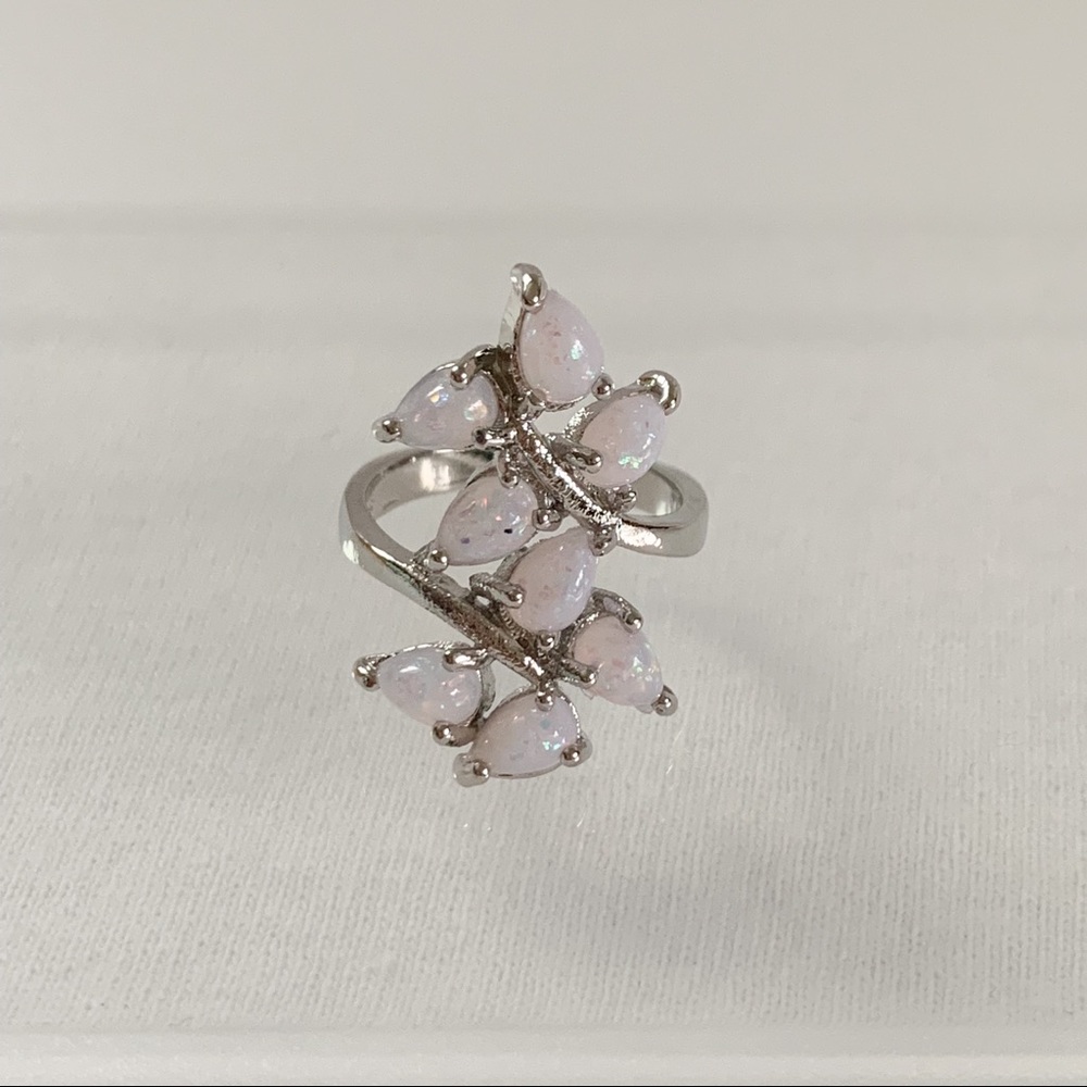 925 Sterling Silver Opal Cluster Ring